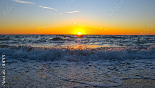 morze, zachód słońca, morze bałtyckie, 