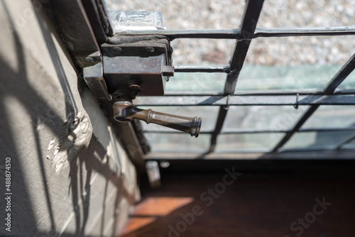 detail of a door handle and lock 