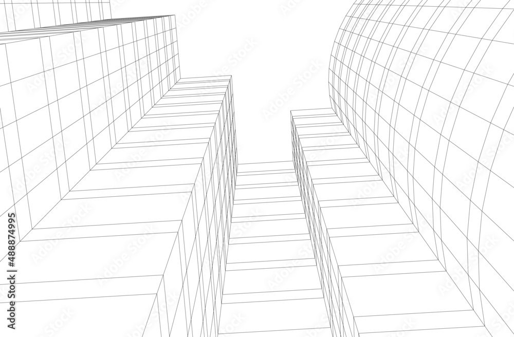 Modern architecture building 3d illustration Modern architecture building 3d illustration