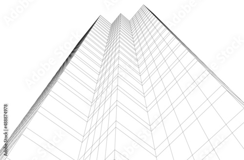 Modern architecture building 3d illustration