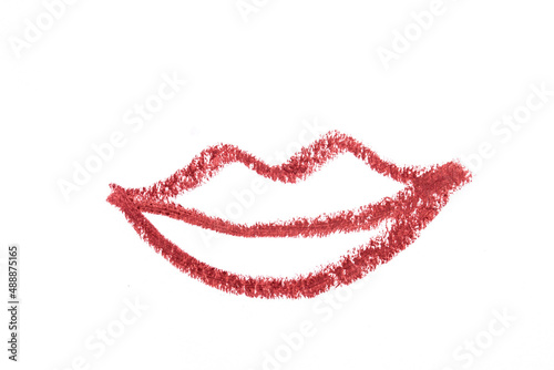 Wallpaper Mural Lip liner stroke lips shape on white background- Image