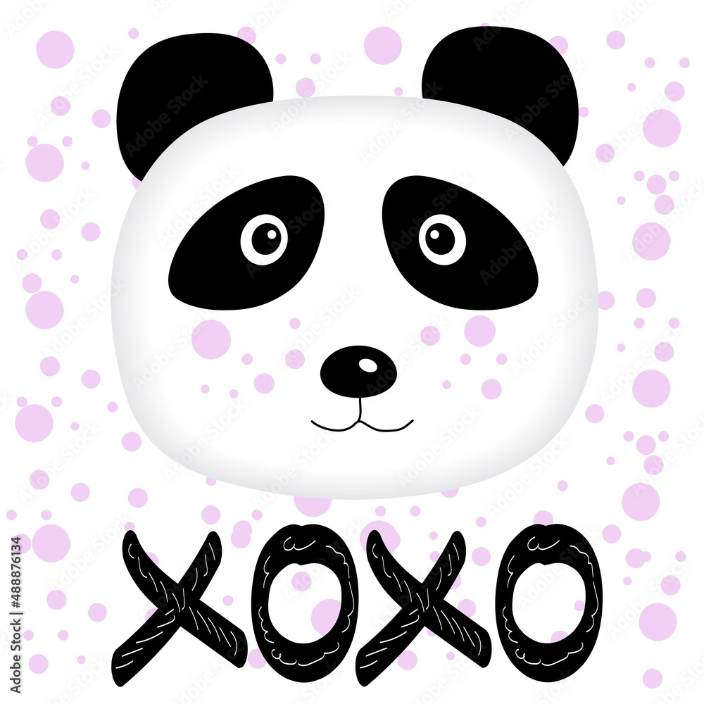 Fototapeta premium Panda illustration with a funny lettering