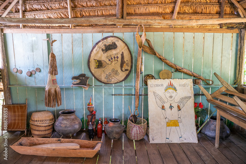 San Martin de Amacayacu, Leticia, Amazonia, Colombia,  on January 6, 2022.
At the Tikuna indigenous community, Tikuna traditional art photo