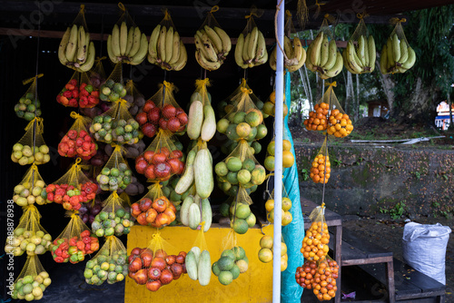 presentation of exotic fruits on the leticia market, Amazonia, Colombia photo