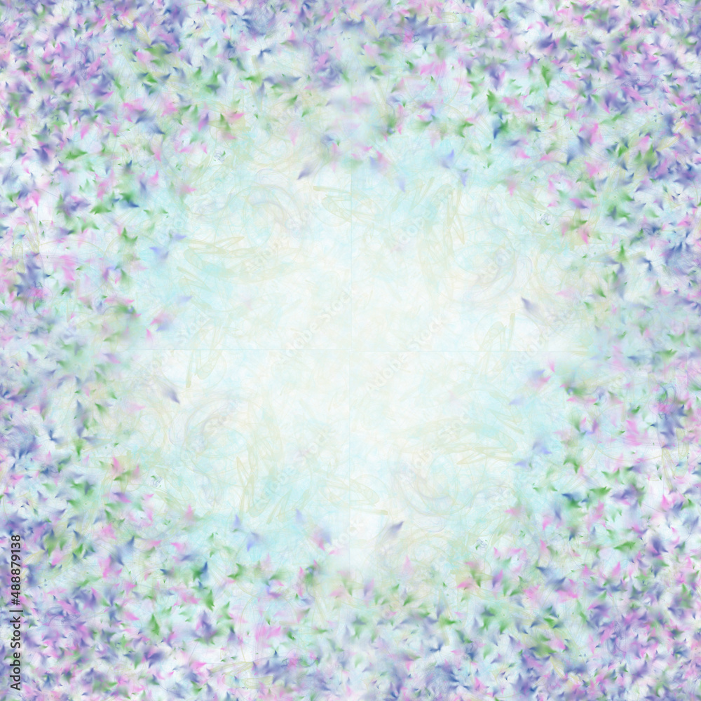 Delicate purple wildflowers surround the opening in the center for your copy. Delicate purple wildflowers surround the opening in the center for your copy.