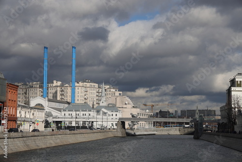 Moscow, Bolotnaya embankment, heating station number 2 cultural center, February 2022. photo