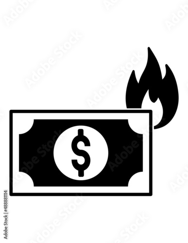 Money In Flame Flat Icon Isolated On White Background