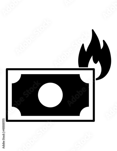Money In Flame Flat Icon Isolated On White Background