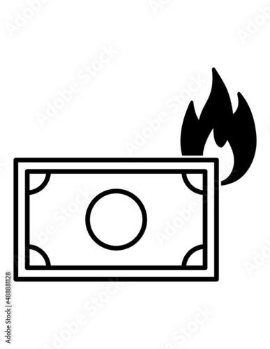 Money In Flame Flat Icon Isolated On White Background