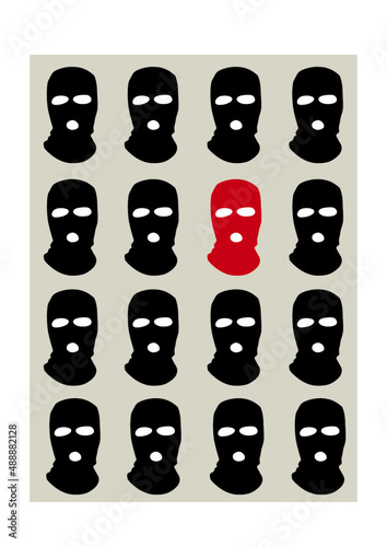 Rebell Poster rote Balaclava DIN A3 ,EPS Vector Graphik