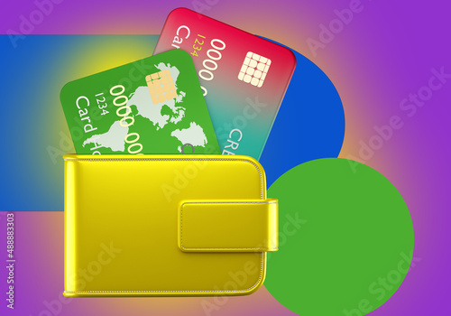 Wallet with credit cards. C...