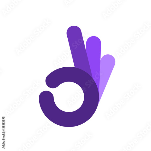Ok hand sign vector finger logo. Ok hand symbol perfect okay gesture circle icon