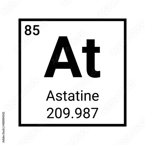 Astatine periodic table element icon. Chemical mendeleev table astatine icon