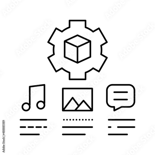 settings of audio, image and test ugc line icon vector illustration