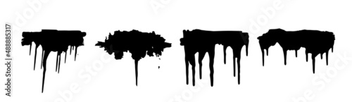 Vector black stain splatter isolated drop. Black splash ink paint abstract shape blob
