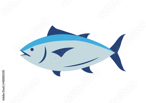Tuna fish logo icon outline illustration. Salmon tuna fish line icon seafood logo