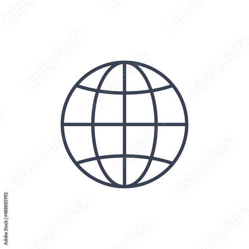 World globe line icon. Vector Earth global planet line icon. Travel internet globe