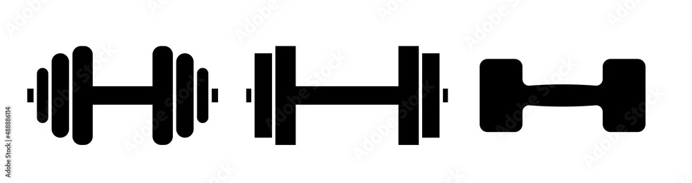 Dumbbell vector icon logo silhouette gym heavy athletic shape. Web icon gym dumbbell simple symbol Dumbbell vector icon logo silhouette gym heavy athletic shape. Web icon gym dumbbell simple symbol