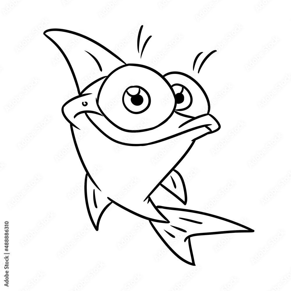 Obraz premium Fish character animal illustration cartoon contour coloring