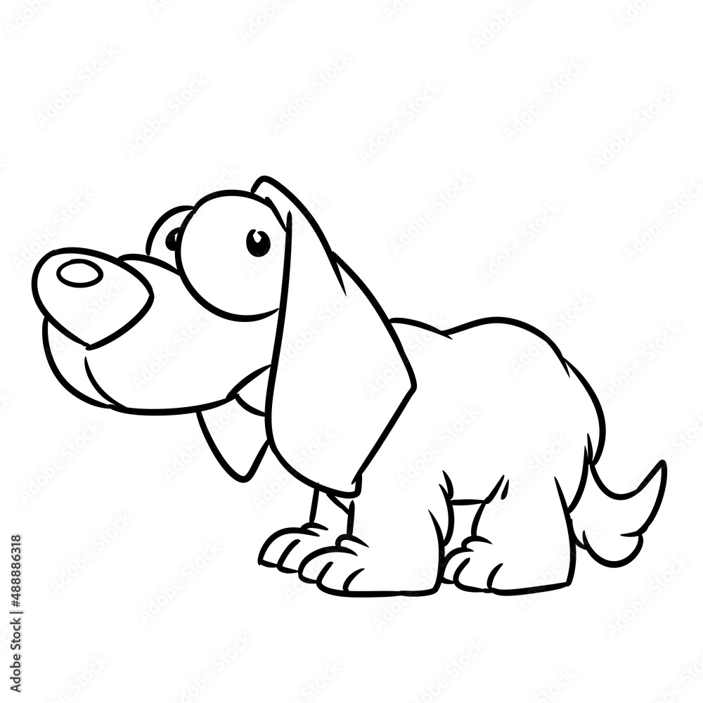 Dog surprise sad character animal illustration cartoon contour coloring Dog surprise sad character animal illustration cartoon contour coloring