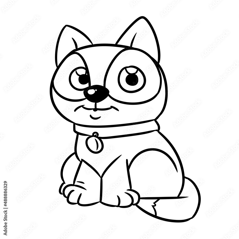 Kitten toy character animal illustration cartoon contour coloring Kitten toy character animal illustration cartoon contour coloring