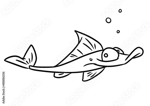 Fish thin long character animal illustration cartoon contour coloring