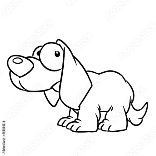Dog surprise sad character animal illustration cartoon contour coloring