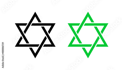 Star of David vector jewish icon. Israel jew David Star symbol shield