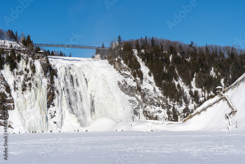 Winter landscape of the Montmorency Falls national park of the Sepaq (Quebec city, Quebec, Canada).