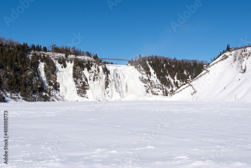 Winter landscape of the Montmorency Falls national park of the Sepaq (Quebec city, Quebec, Canada).