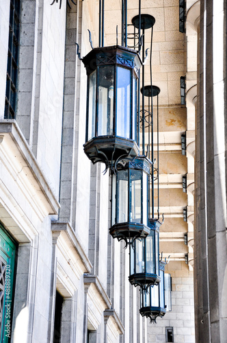 Hallway with old lamps