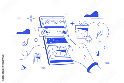 Gift purchase online or e-commerce and e-shop