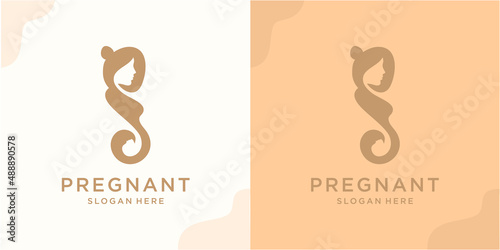 Pregnant mother logo design vector