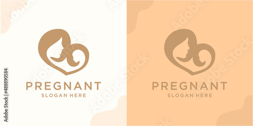 Pregnant mother love logo design vector