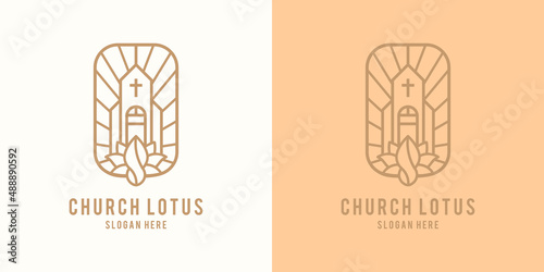 Church lotus vintage logo design vector