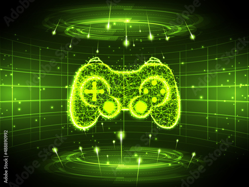 2d illustration game joystick in digital background