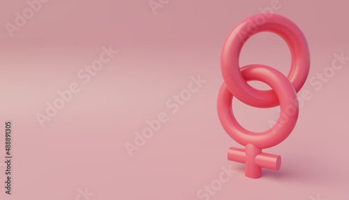 International Women's Day, eight 3d symbol signs on the pink background, 3d illustration.
