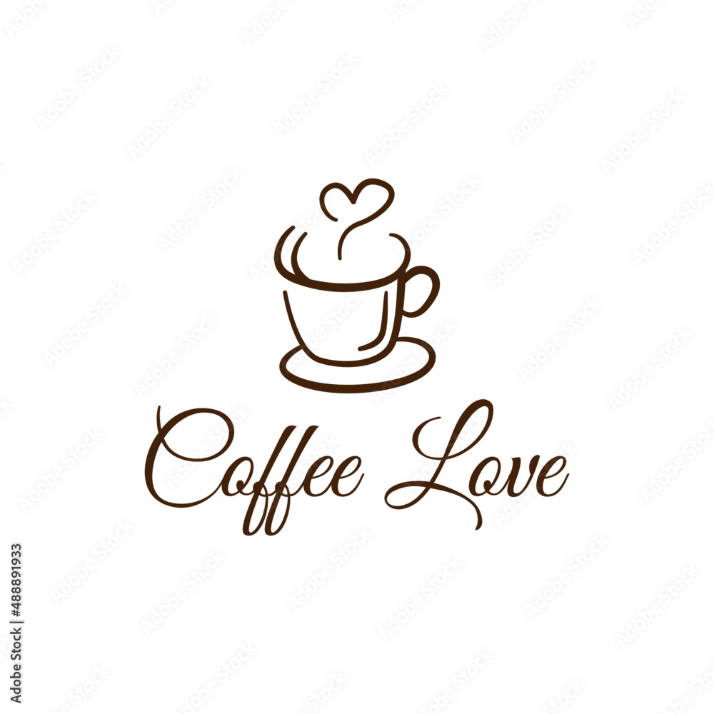 Obraz premium Coffee Love Logo Design. Good for cafes, coffee shops, restaurants, and bars. Vector art illustration