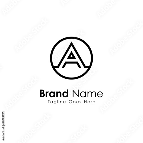 Free Download Letter A Logo Design with Outlined Style Isolated on White Background, Simple Circle A Logo Inspiration Template Vector - GFXLoad