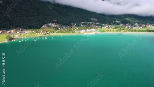 I take some aerial shots with my quadcoper in 4K at Achensee in the austria mountains photo