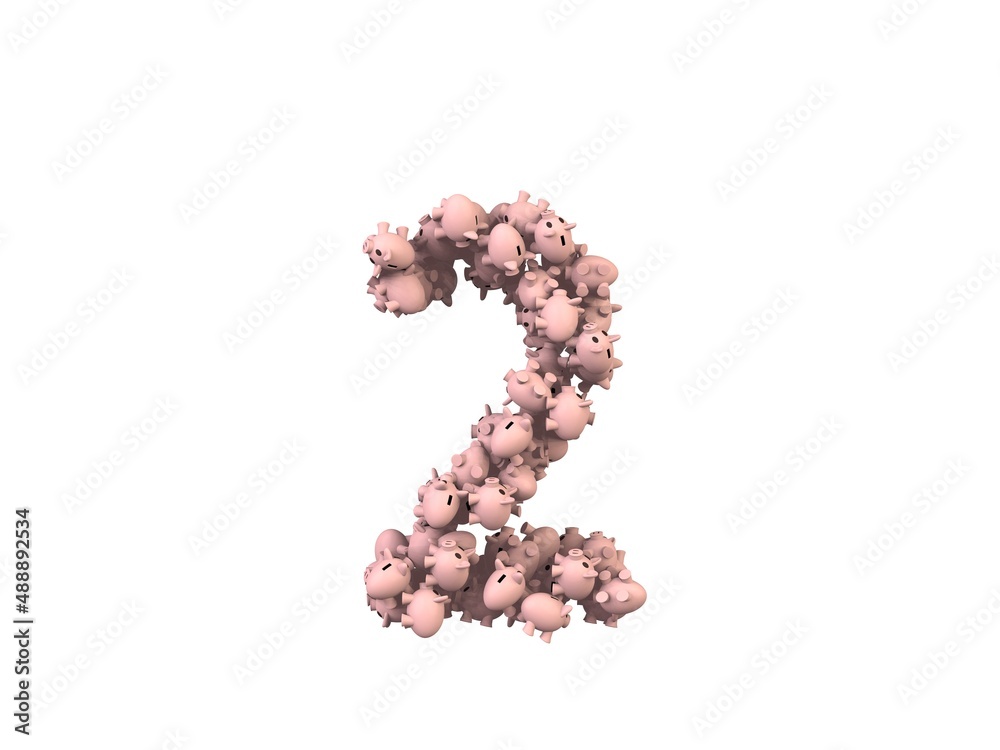 Piggy Bank Themed Font Number 2 Piggy Bank Themed Font Number 2