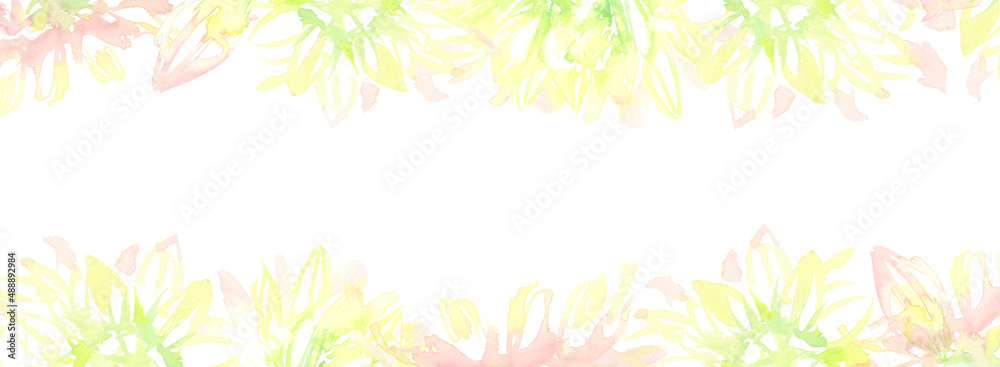 水彩で描いた淡い花のバナー背景
