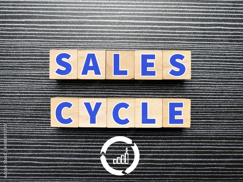Words sales cycle on wooden cubes with icon. Words sales cycle on wooden cubes with icon.