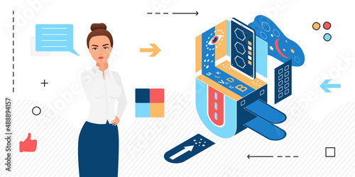 Software data server platform processing informational components. Hardware system running and storing analytics