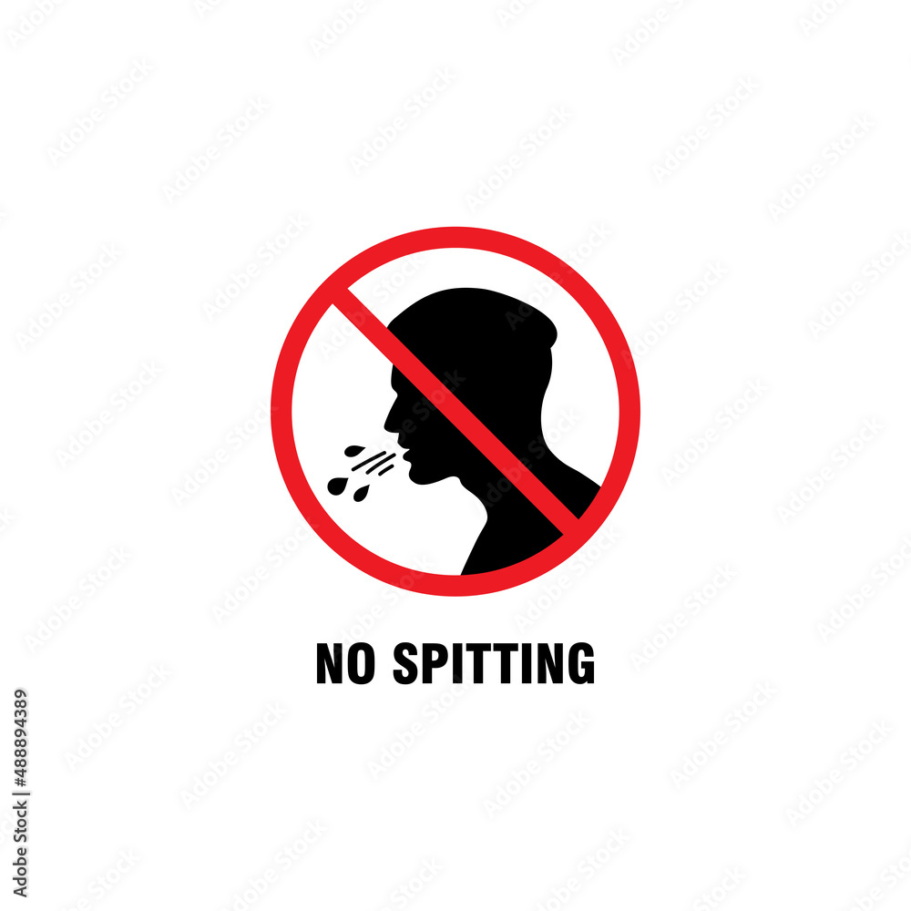 no spitting warning sign illustration design, no spitting symbol with red forbidden sign template vector - obrazy, fototapety, plakaty 