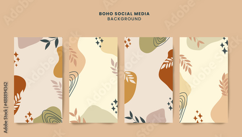 Beautiful hand drawn boho social media background collections
