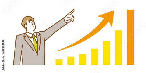 高い目標を掲げるスーツ姿の若い男性