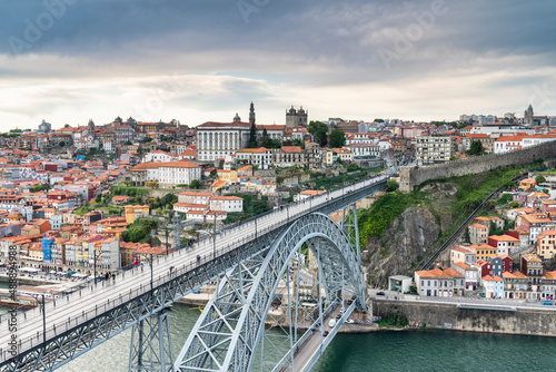 View of the city of Oporto in Portugal from the other side of the Douro River.