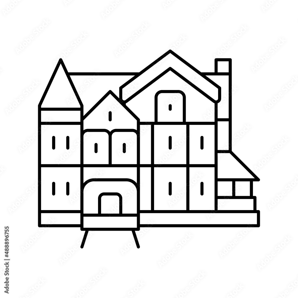 victorian house line icon vector illustration