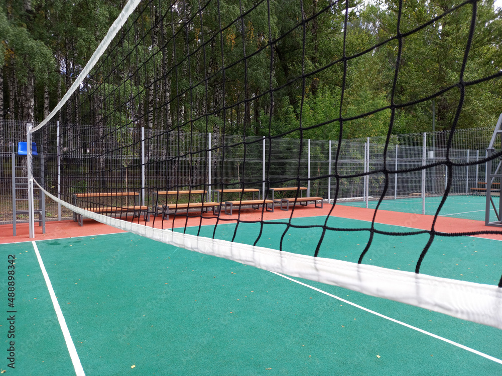 A modern sports ground for playing sports outdoors, in a park, in a courtyard, at a school.